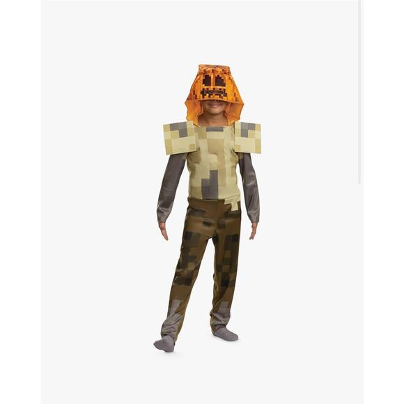 Disguise Other - NWT- Minecraft Husk Jack O'lantern Costume, Hooded Jumpsuit Costume- Medium